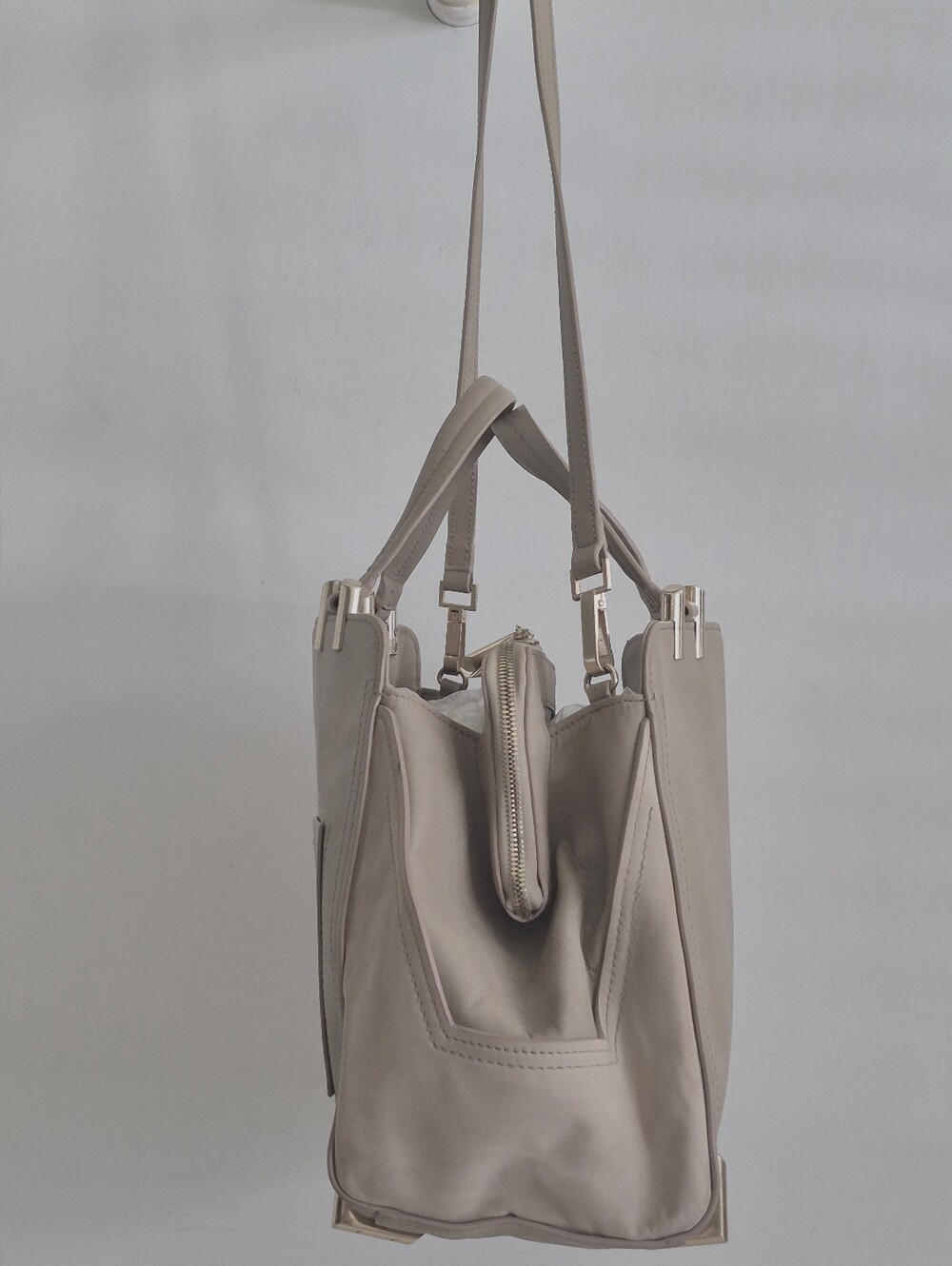 Zac Posen Daphne Taupe Structured Satchel with Detachable Shoulder Strap - Picture 3 of 15